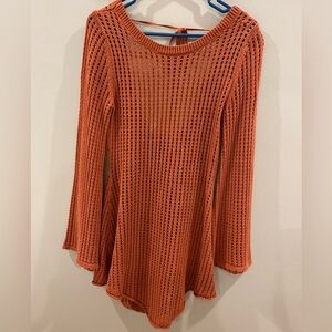 Orange Knit Sweater Dress